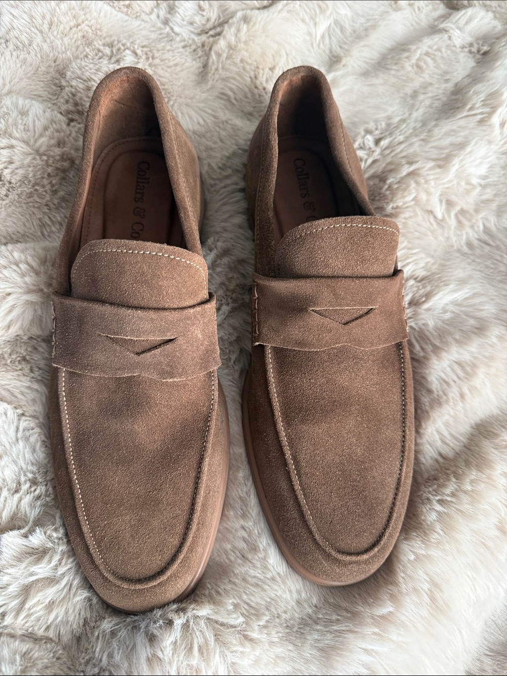 Collars & Co. Men’s Brown Suede Sigaro Penny Loafers - Picture 2 of 9
